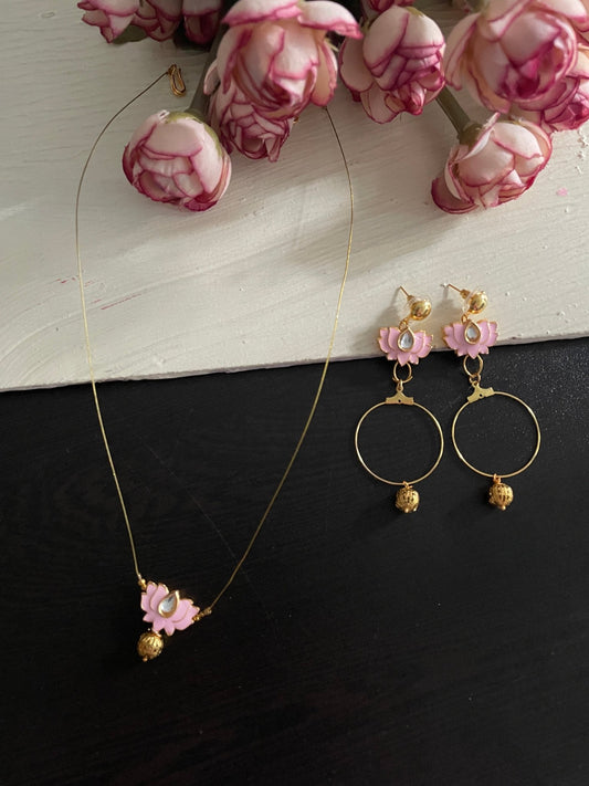 Lotus earrings and necklace - Kalakari