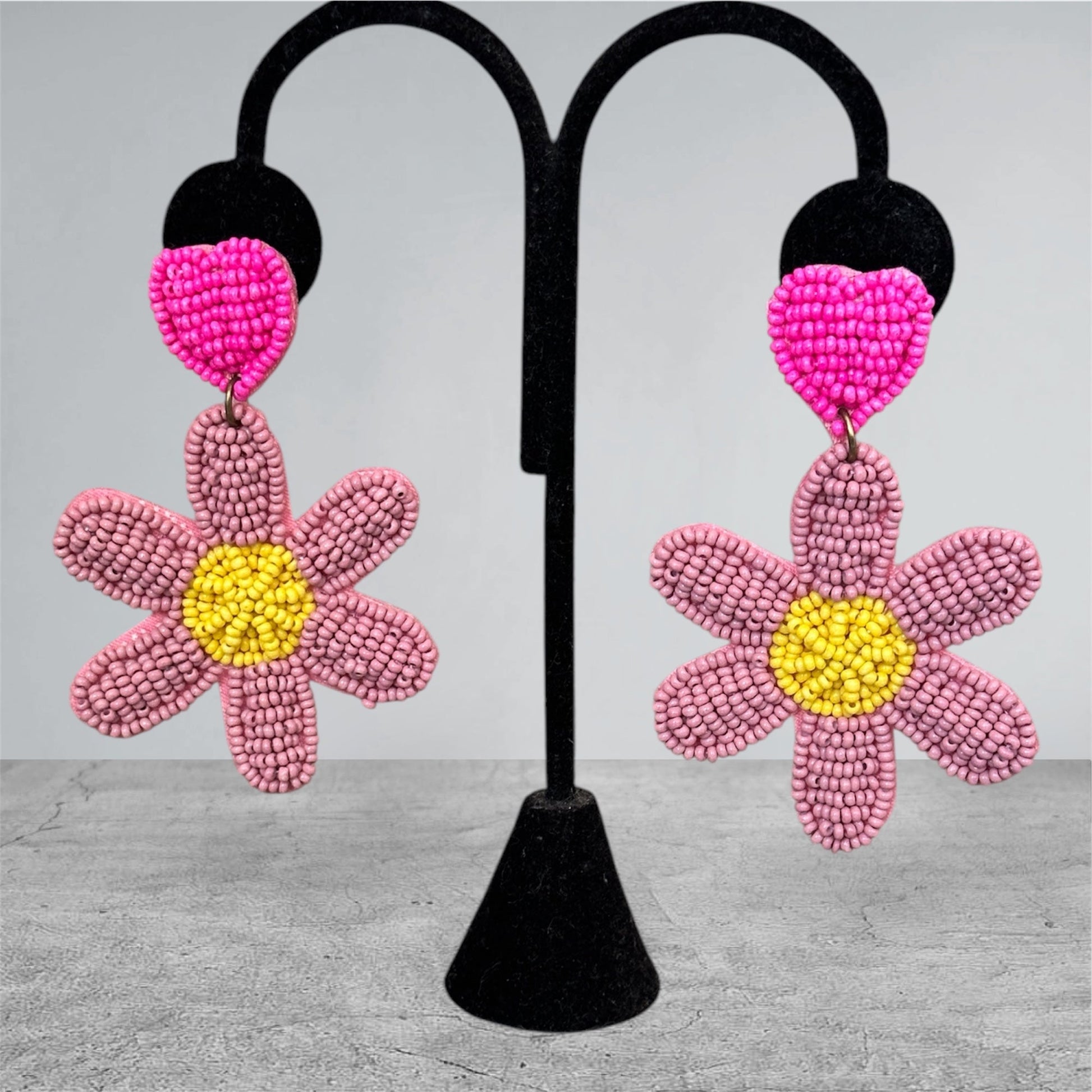 Mauve floral earrings - Kalakari
