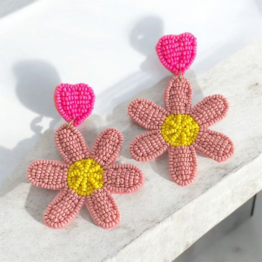 Mauve floral earrings - Kalakari