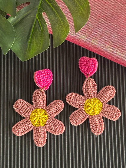 Mauve floral earrings - Kalakari
