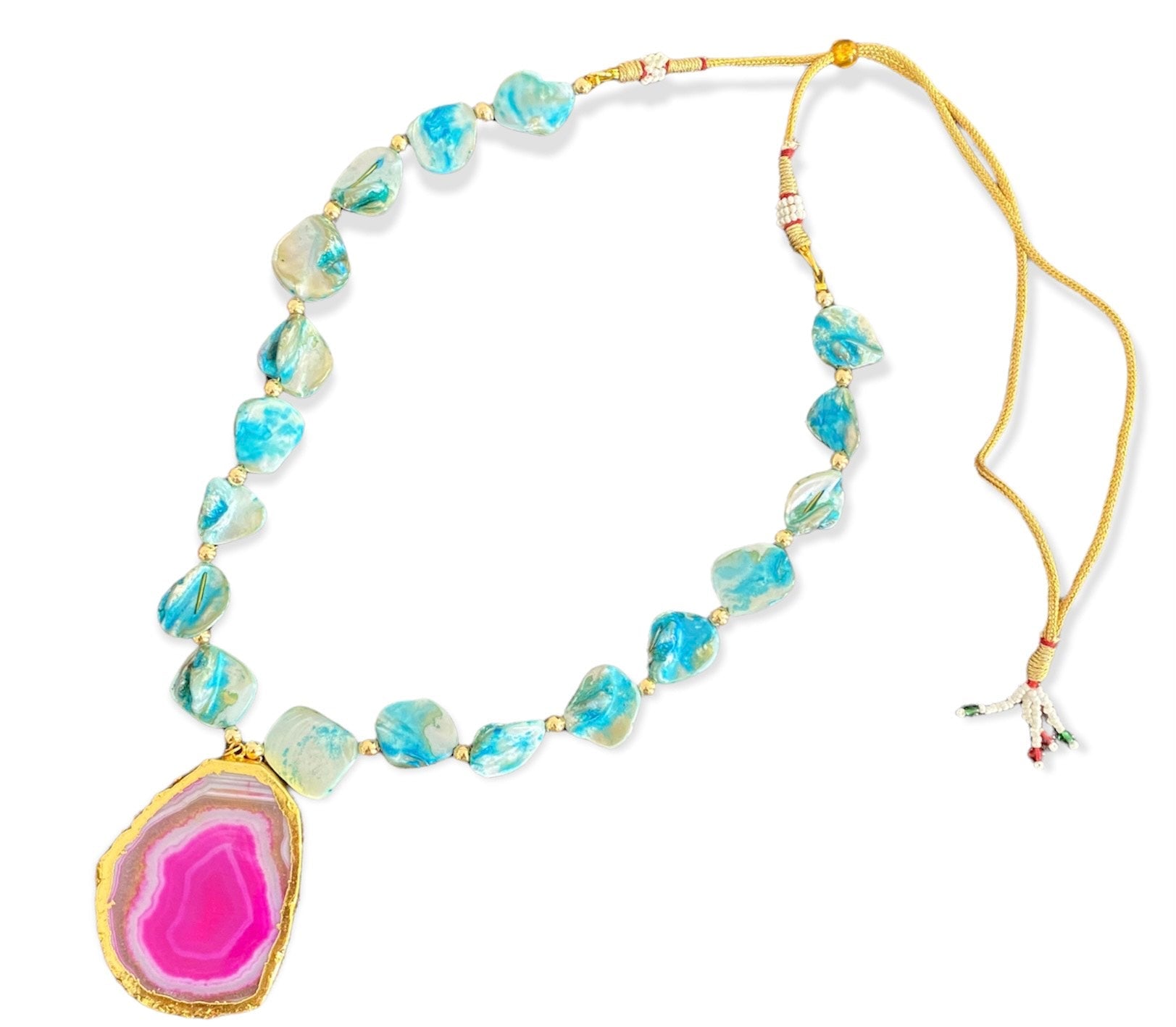 MOP and agate stone statement necklace - Kalakari
