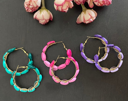 Ombre wrapped shell earrings - Kalakari