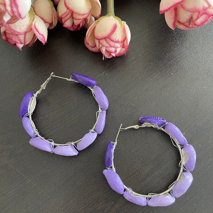 Ombre wrapped shell earrings - Kalakari