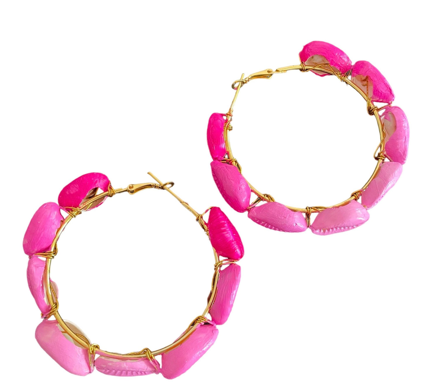 Ombre wrapped shell earrings - Kalakari