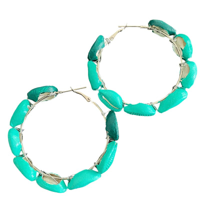 Ombre wrapped shell earrings - Kalakari
