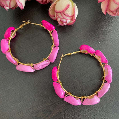 Ombre wrapped shell earrings - Kalakari