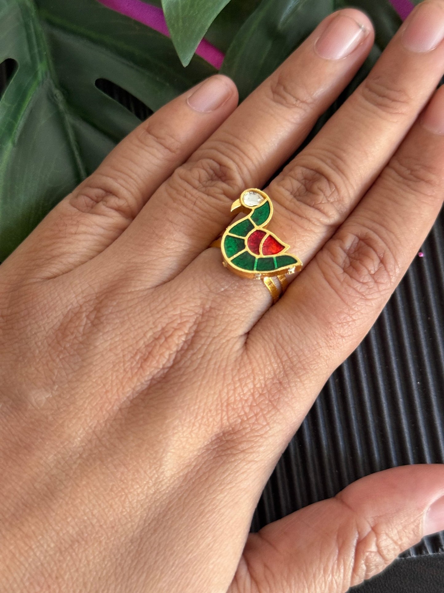 Peacock adjustable ring - Kalakari