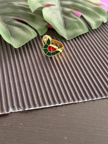 Peacock adjustable ring - Kalakari