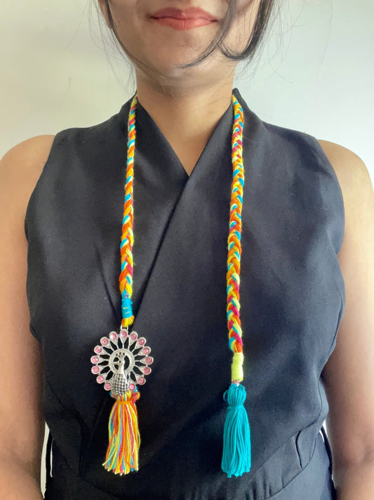 Peacock scarf necklace - Kalakari