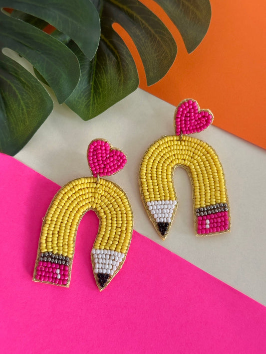 Pencil and heart danglers - Kalakari
