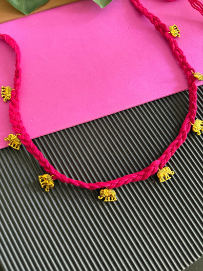 Pink elephant necklace - Kalakari