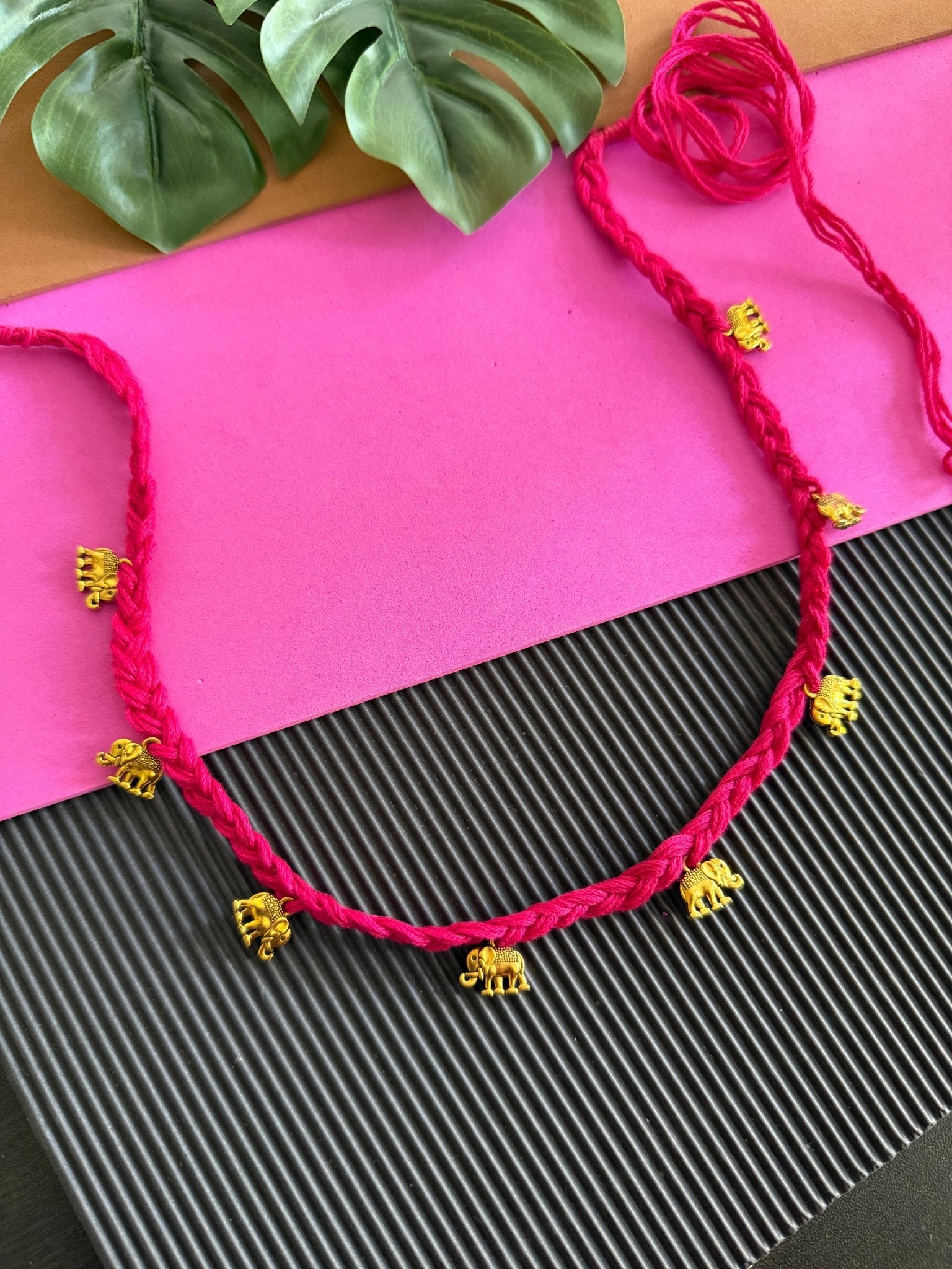 Pink elephant necklace - Kalakari