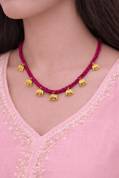 Pink elephant necklace - Kalakari