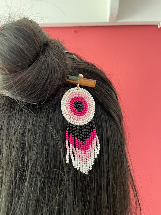 Pink Evil eye bun stick - Kalakari