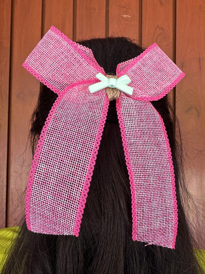 Pink jute hairbow - Kalakari