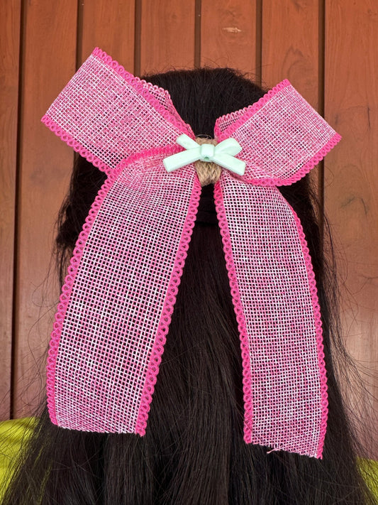 Pink jute hairbow - Kalakari