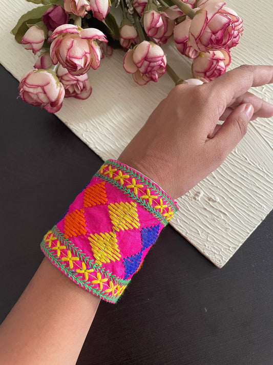 Pink kantha work kada - Kalakari