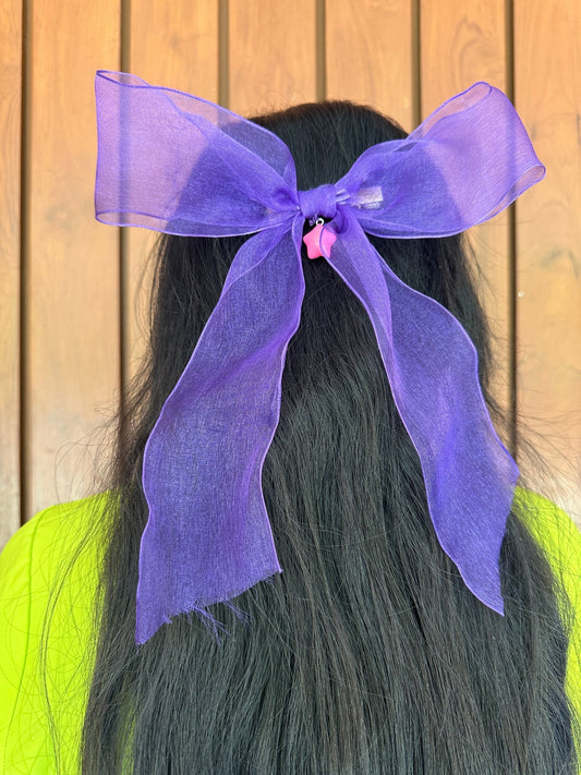 Purple organza statement bow - Kalakari