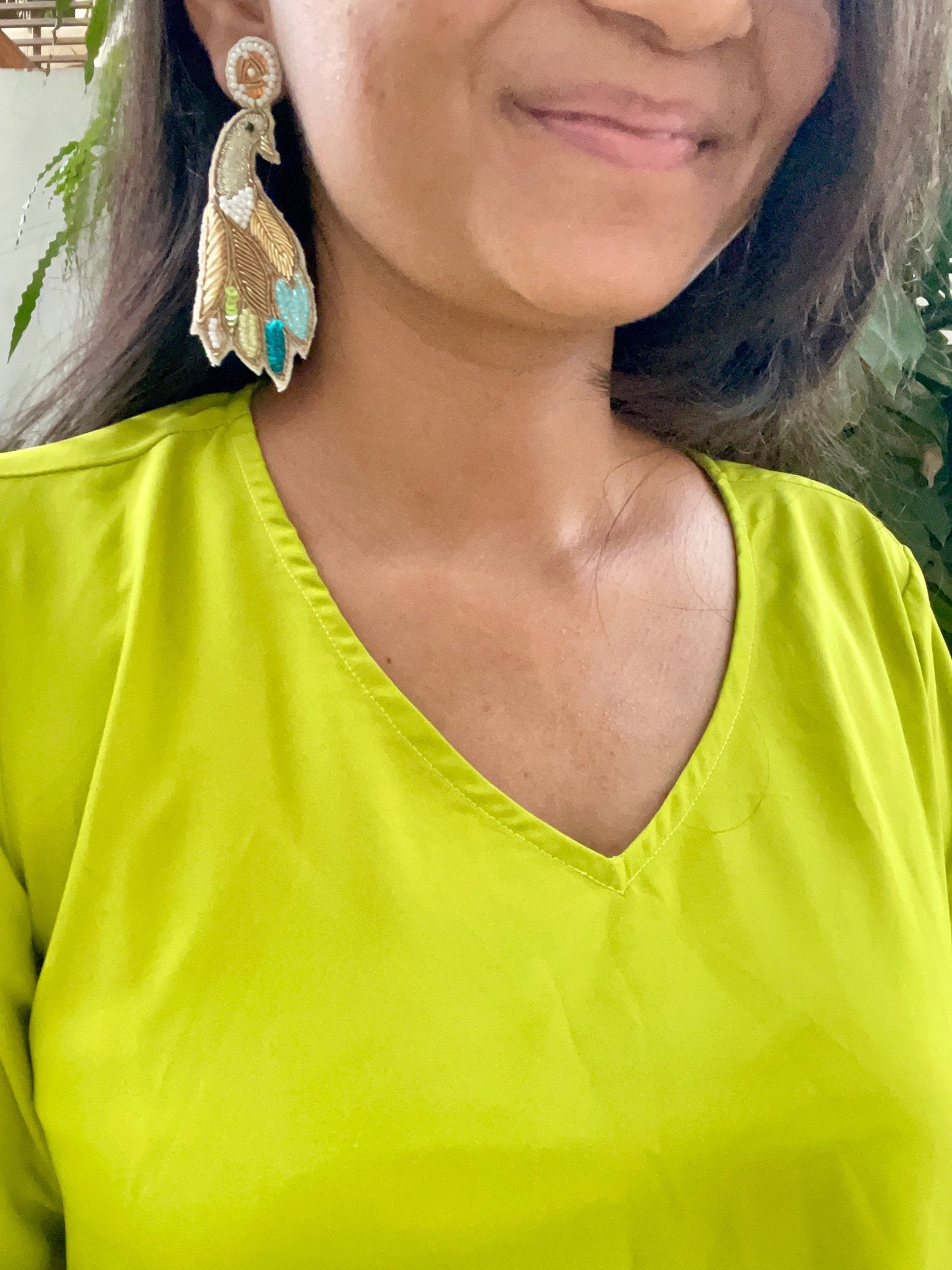 Quirky mor earrings - Kalakari