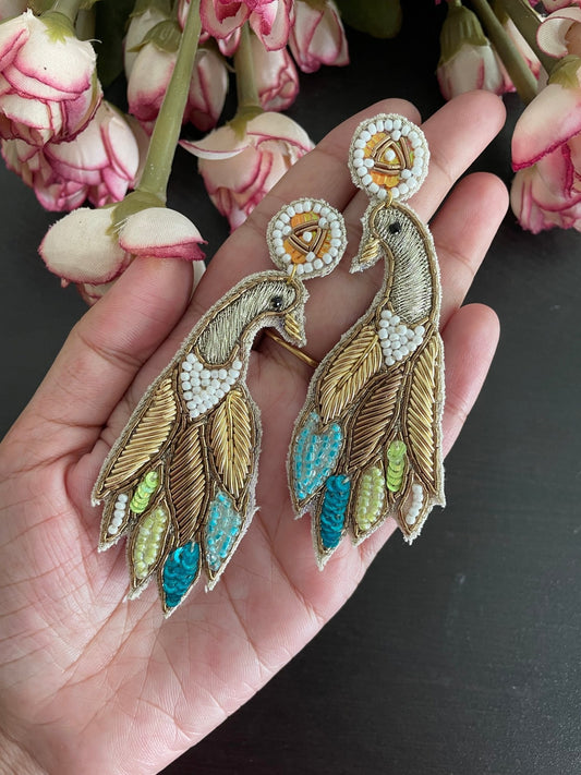 Quirky mor earrings - Kalakari