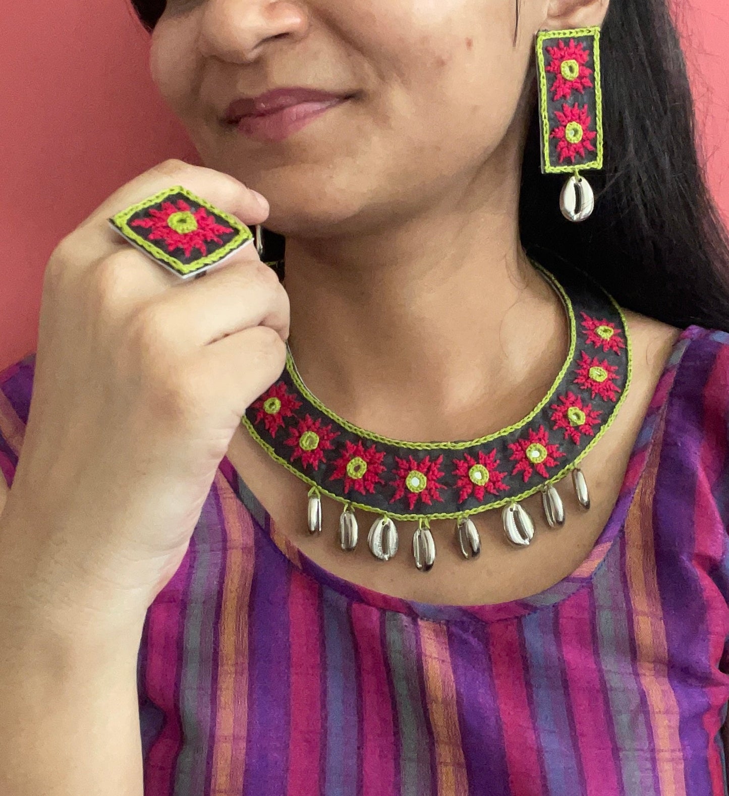Rabari work necklace set - Kalakari