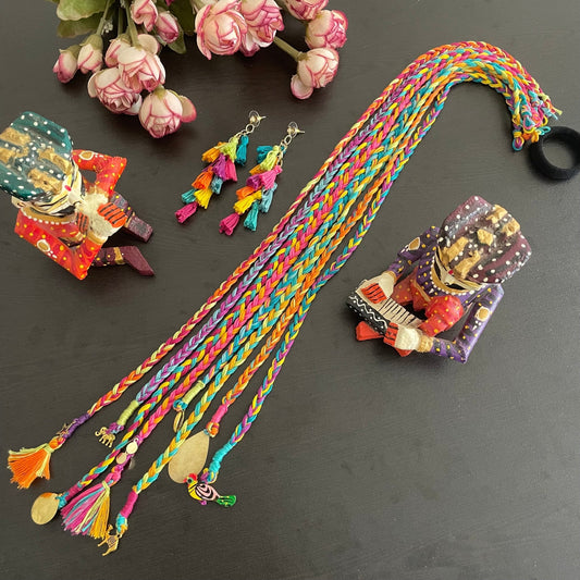Rangrez earrings and hair braids - Kalakari