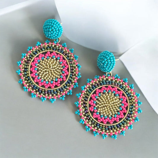 Round beaded earrings - Kalakari