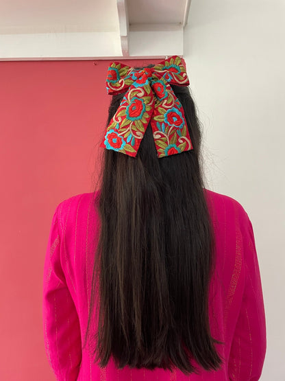 Rustic red hairbow - Kalakari