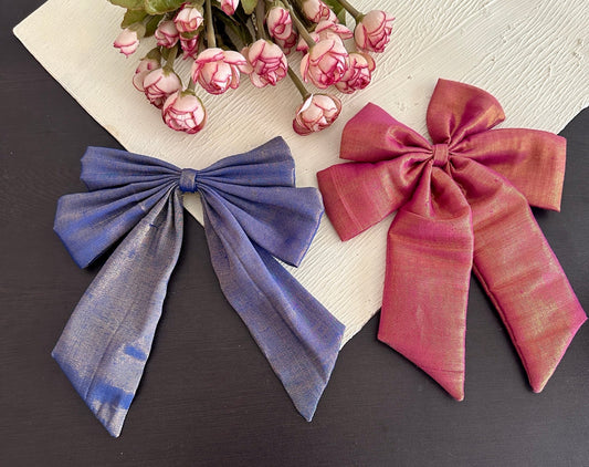 Set of 2 tissue silk hairbows - Kalakari