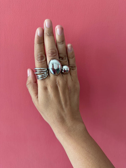 Set of 3 chunky adjustable rings - Kalakari