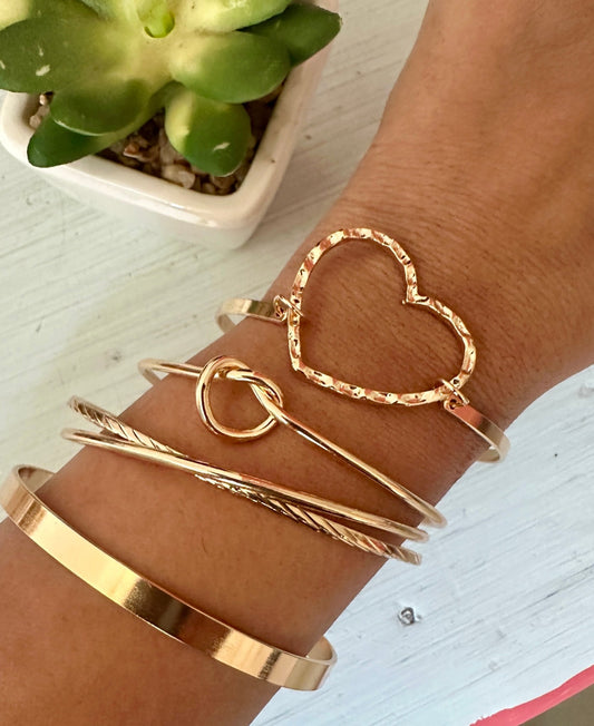 Set of 4 rose gold bracelets - Kalakari