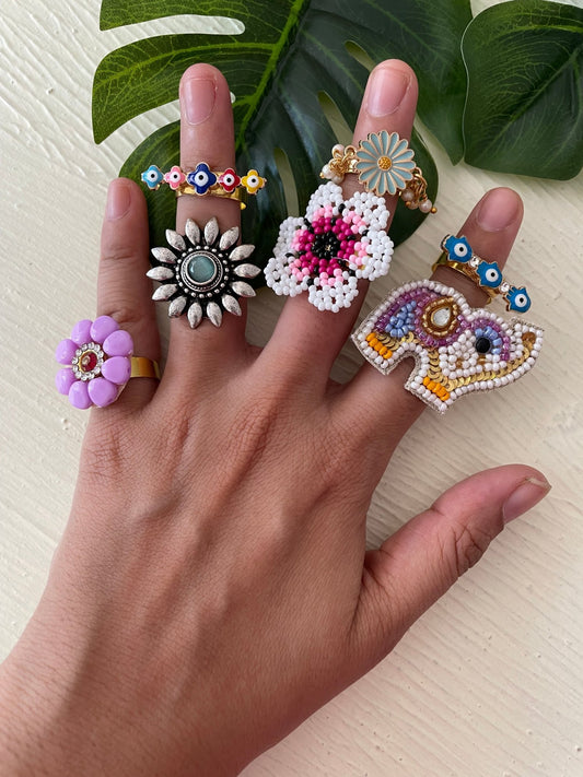 Set of 7 adjustable rings - Kalakari