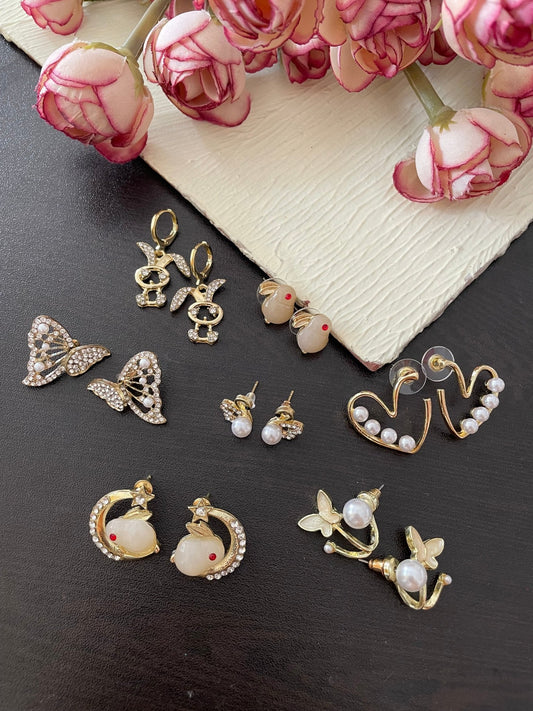 Set of 7 korean earrings - Kalakari